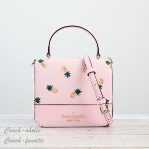 NWT Kate Spade Staci Square Top Handle Pineapple Crossbody in Pink Multi